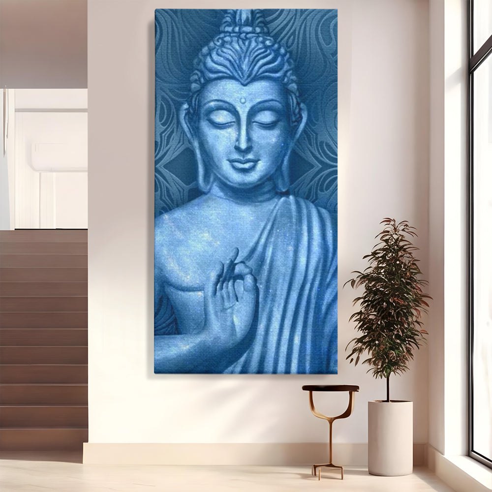 Tablou canvas cu tablou canvas cu buddha albastru, fara rama, pe sasiu de lemn